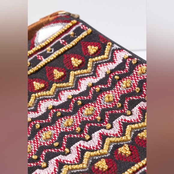 Handmade Hand Beaded Wristlet Clutch - Ethnic Inspired Design - Dyed Fine Cotton - Picture 6 of 6